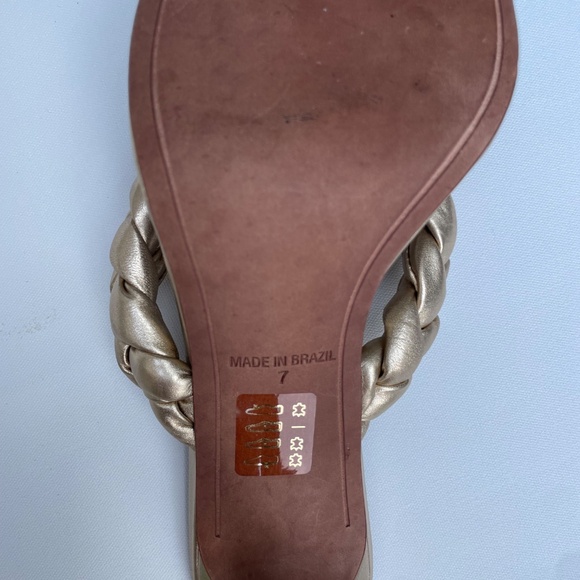 BCBG MAX AZRIA Bella Braided Gold Leather Sandals - Picture 5 of 8